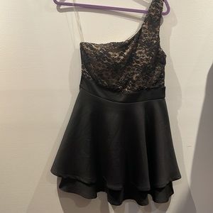 One shoulder above knee beautiful black dress new without tag